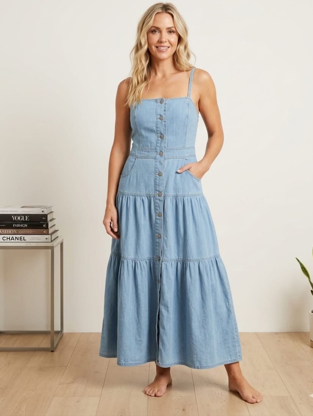 220 | Light Denim Button Front Maxi